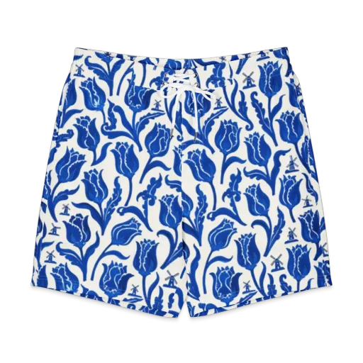 Blue Windmill Garden on a Men's Board Shorts