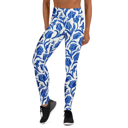 Blue Windmill Garden on a Yoga Leggings