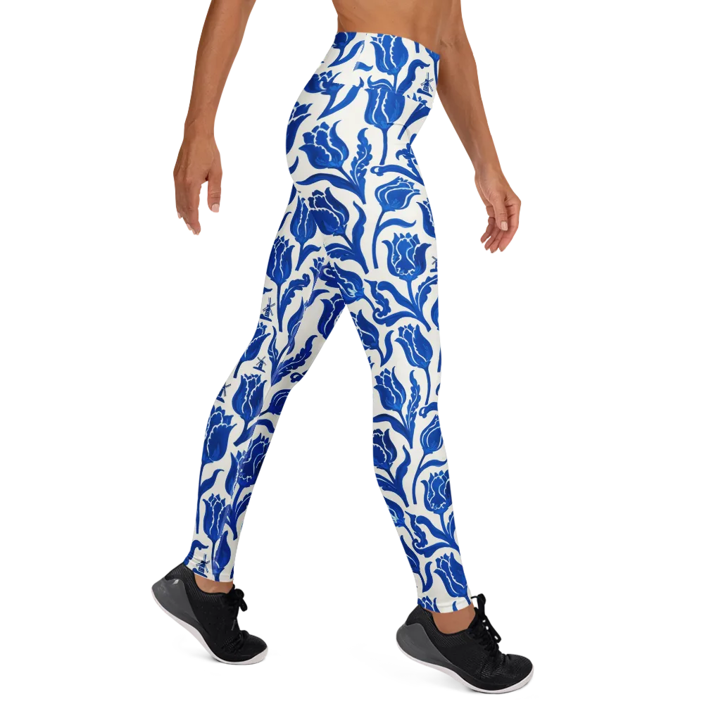 Blue Windmill Garden on Yoga Leggings — Right