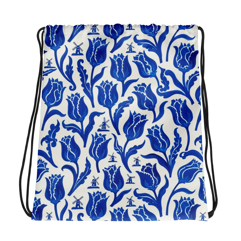 Blue Windmill Garden on Drawstring Bag — Photo