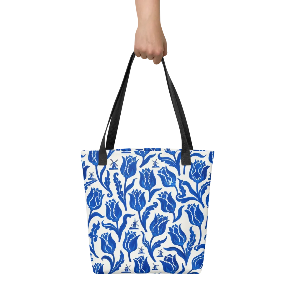Blue Windmill Garden on Tote Bag — Front