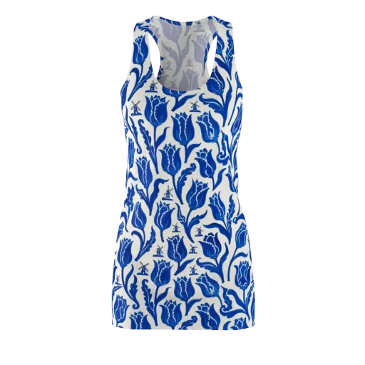Blue Windmill Garden on a Racerback Dress