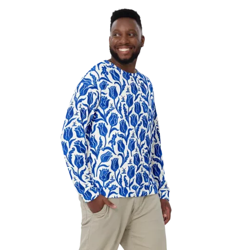 Blue Windmill Garden on a Sweatshirt