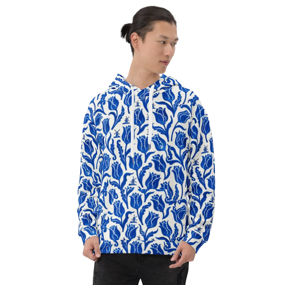Blue Windmill Garden on Hoodie — Front