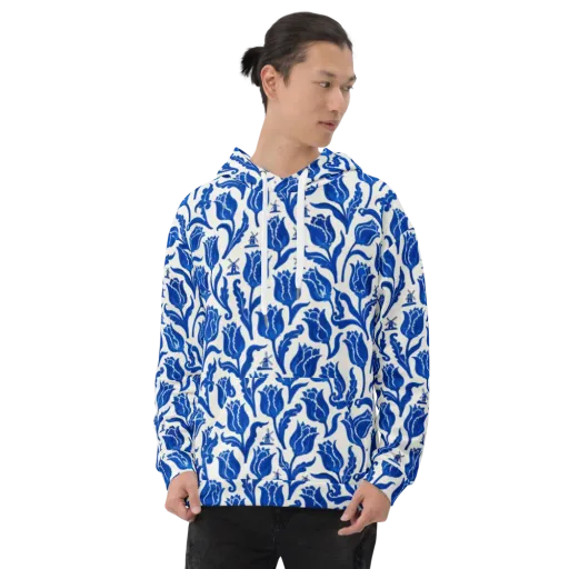 Blue Windmill Garden on a Hoodie