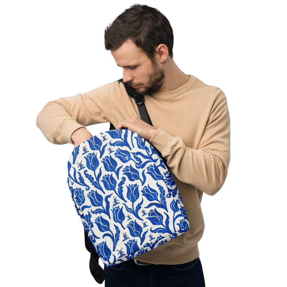 Blue Windmill Garden on Minimalist Backpack — Front