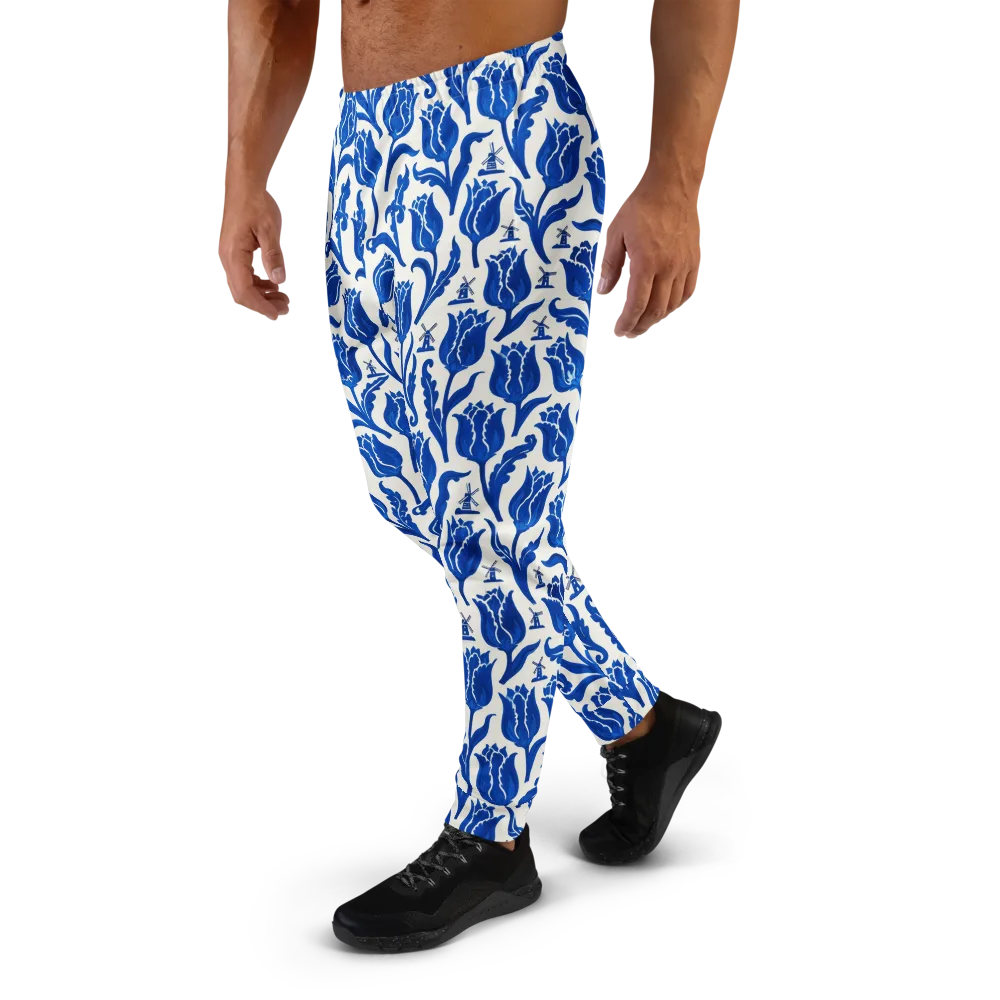 Blue Windmill Garden on Men's Joggers — Left