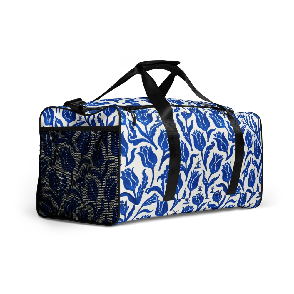 Blue Windmill Garden on Duffle Bag — Right Front
