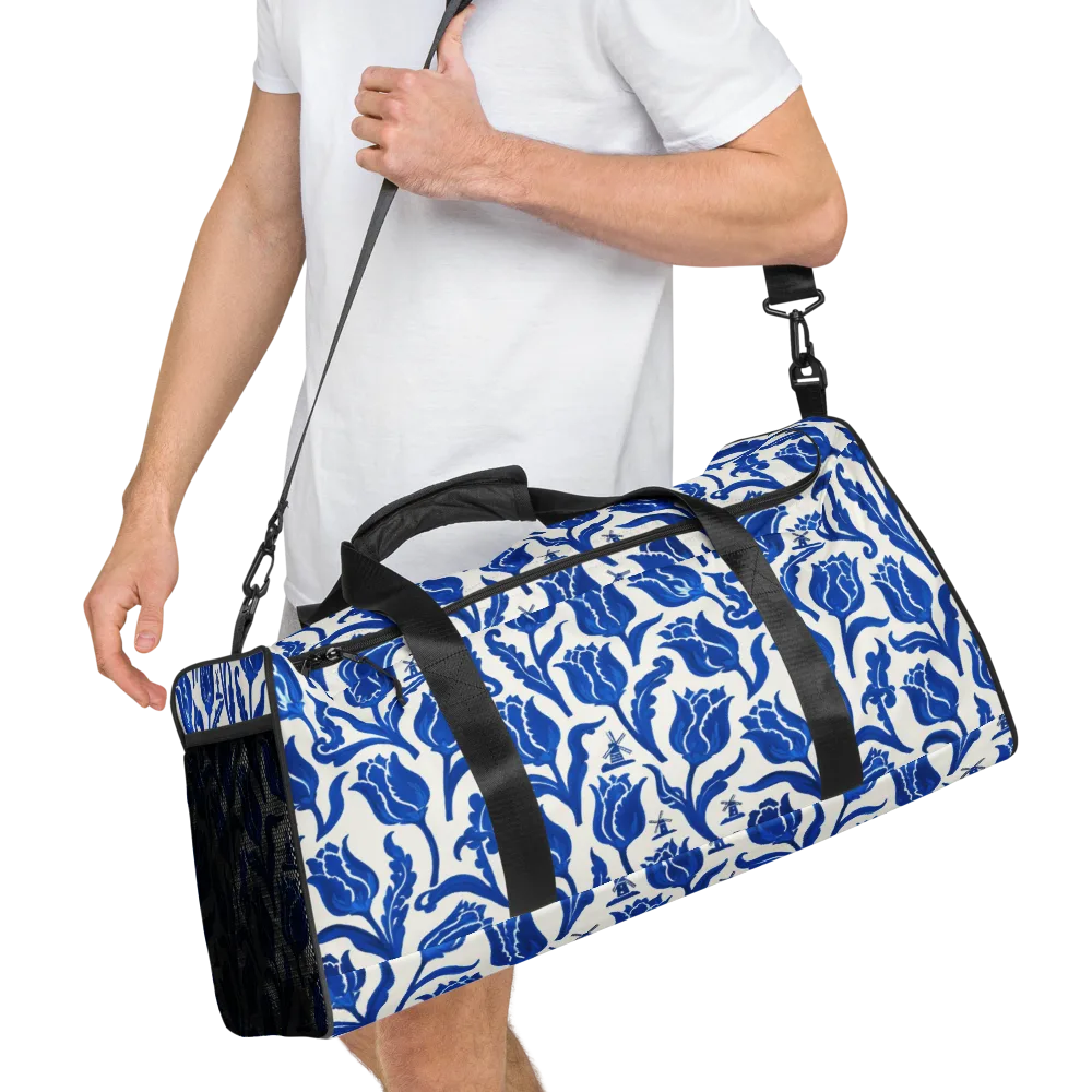 Blue Windmill Garden on Duffle Bag — Right Front
