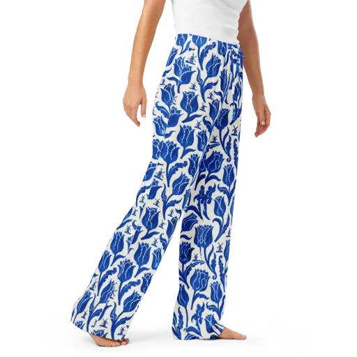 Blue Windmill Garden on a Women's Pajama Pants