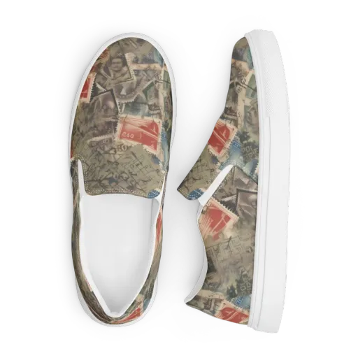 Postmark Reverie on a Men's Slip-On Canvas Shoes