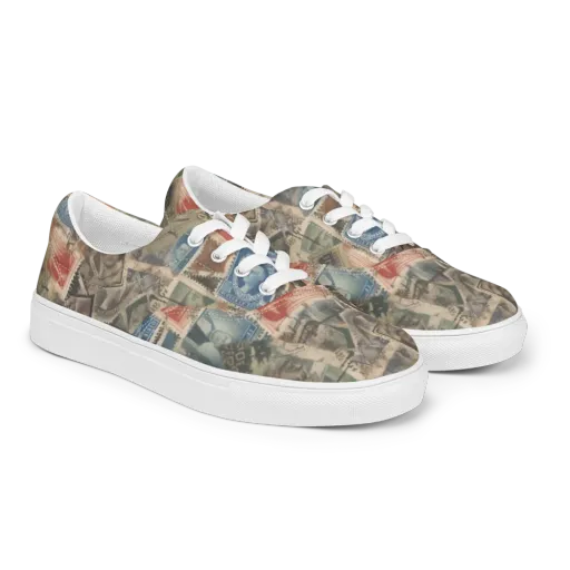 Postmark Reverie on a Men's Lace-Up Canvas Shoes