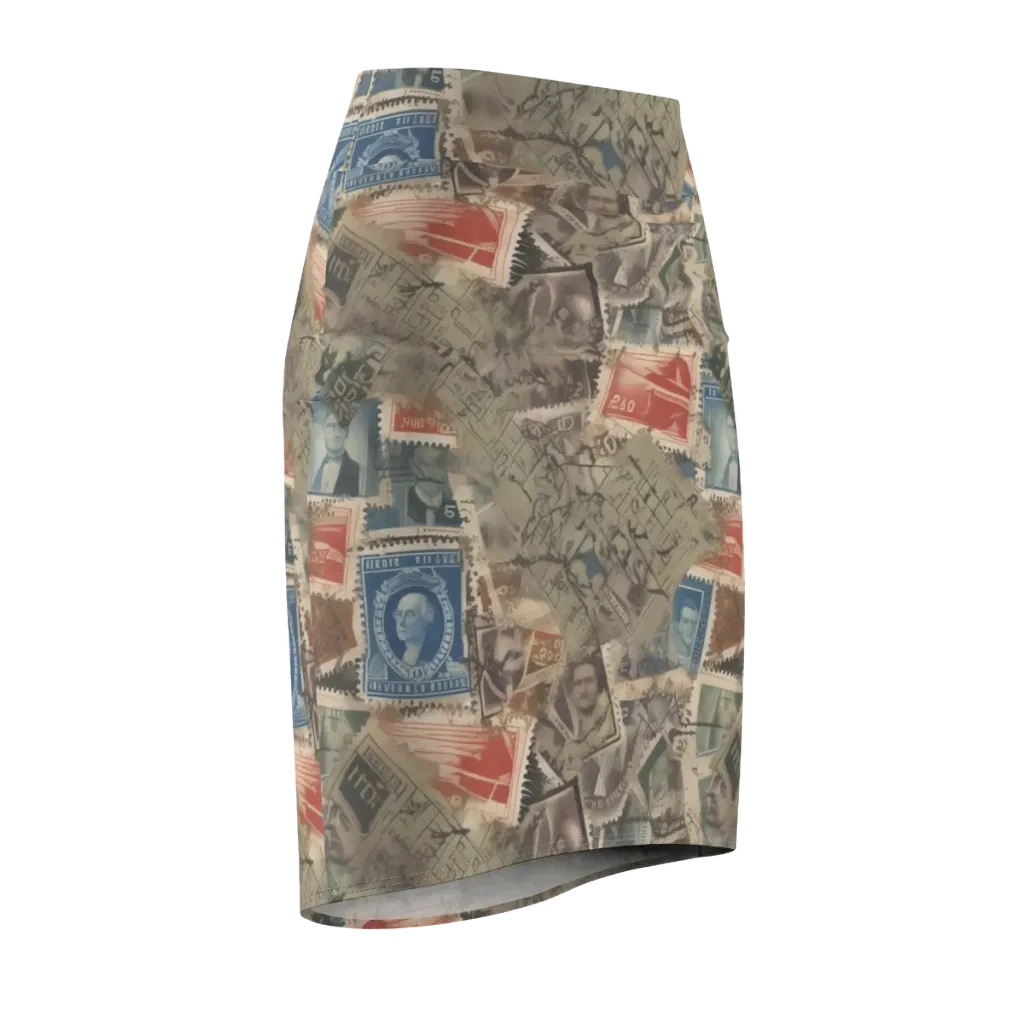 Postmark Reverie on Pencil Skirt — Front Side