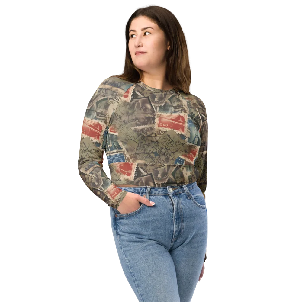Postmark Reverie on Long Sleeve Crop Top — Front