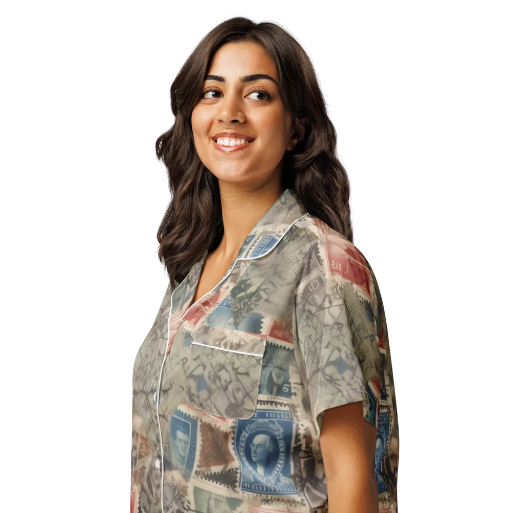 Postmark Reverie on Women's Short Sleeve Pajama Top — Left Front