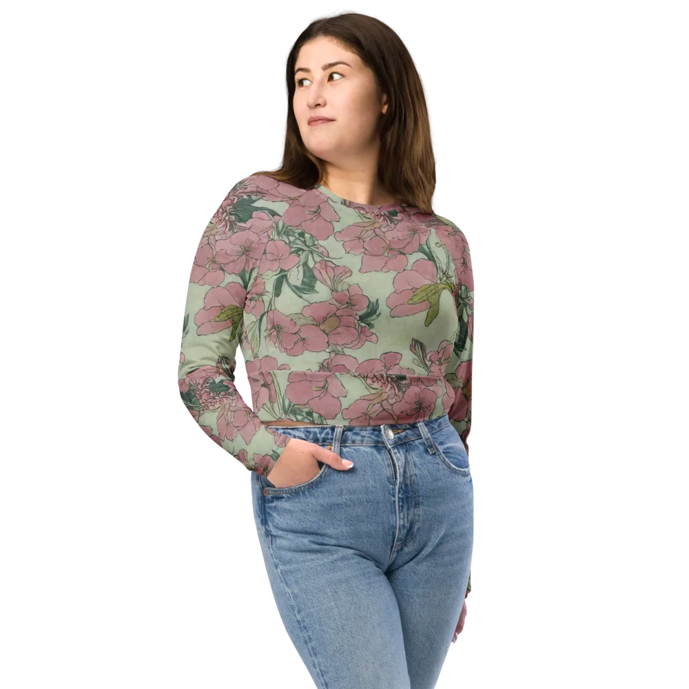Rosewater Archive on Long Sleeve Crop Top — Front