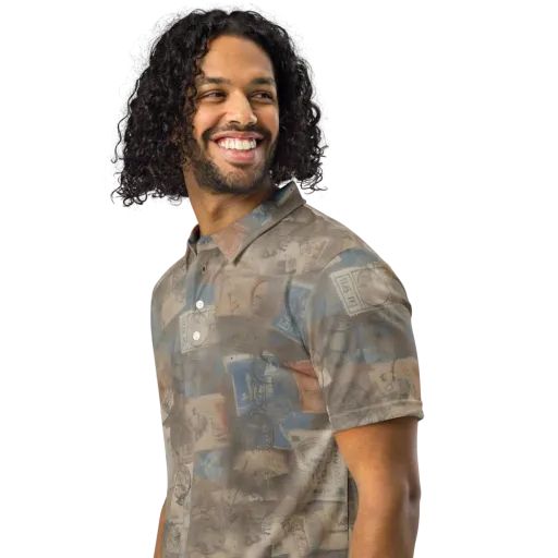 Air Mail Haze on a Men's Slim Fit Polo Shirt