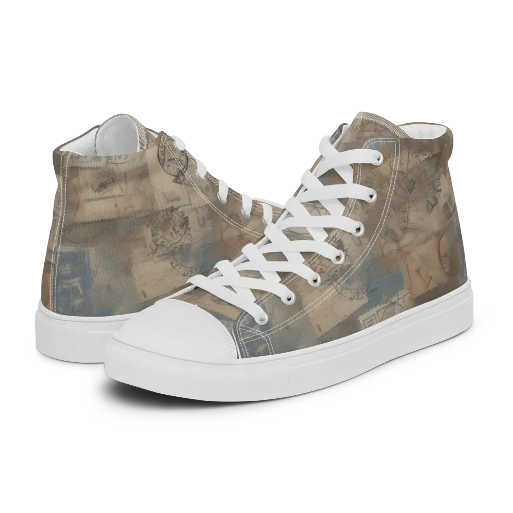 Air Mail Haze on Men's High Top Canvas Shoes — Left