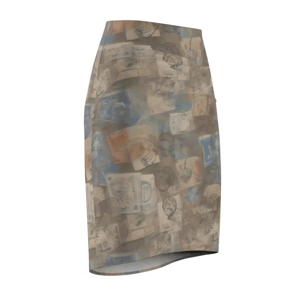 Air Mail Haze on Pencil Skirt — Front Side