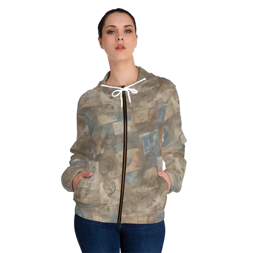 Air Mail Haze on Women's Full-Zip Hoodie — Front On Person