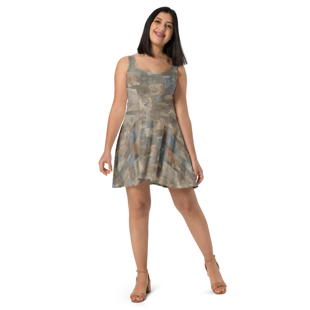 Air Mail Haze on Skater Dress — Front