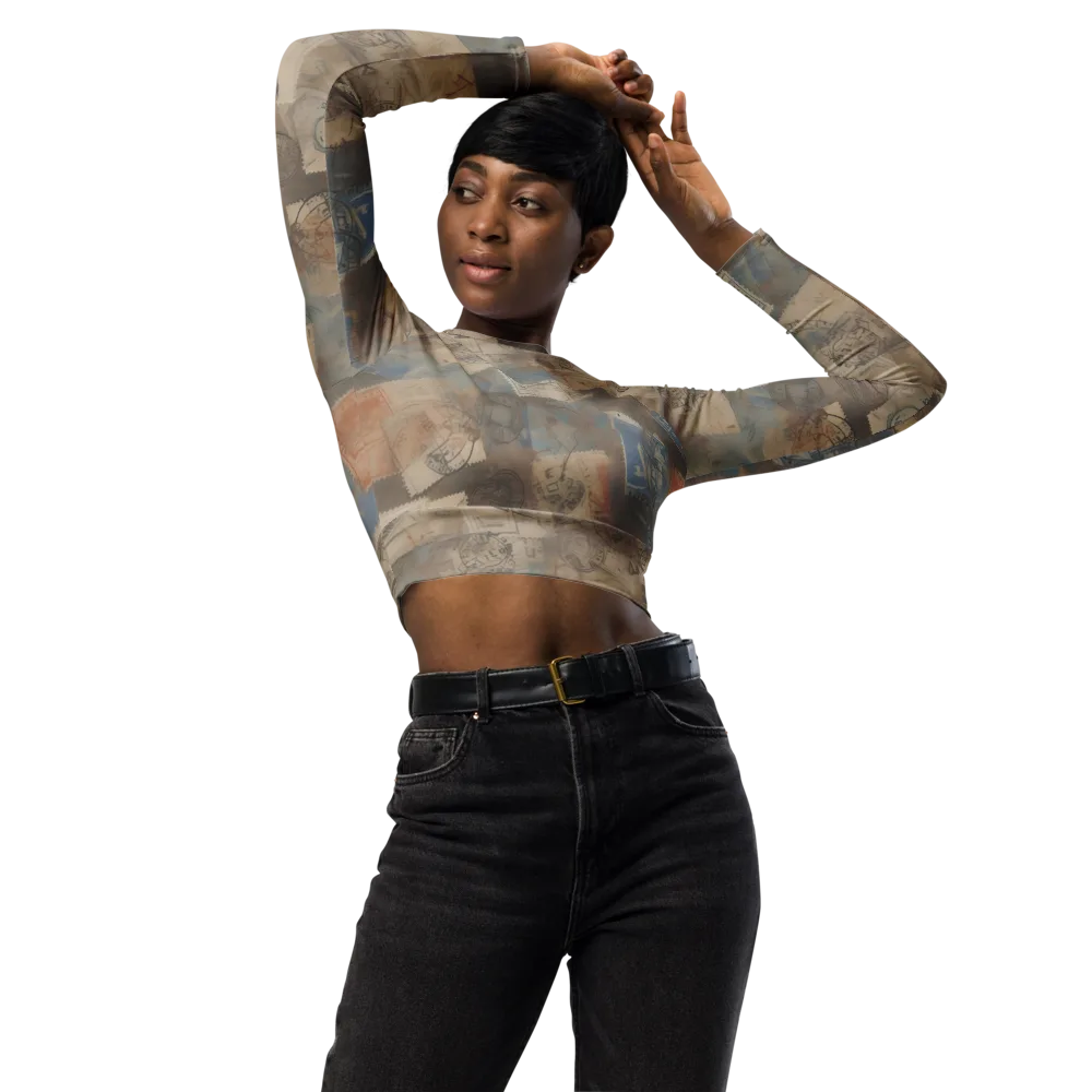 Air Mail Haze on Long Sleeve Crop Top — Front