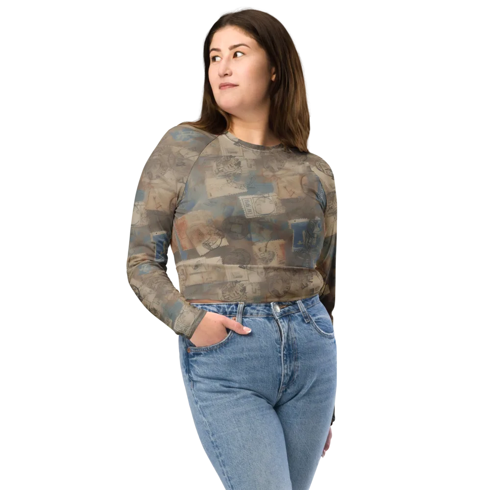 Air Mail Haze on Long Sleeve Crop Top — Front