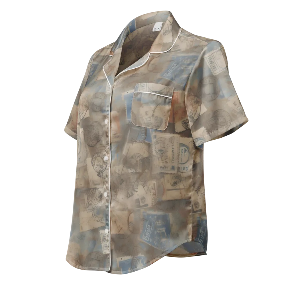 Air Mail Haze on Women's Short Sleeve Pajama Top — Left Front
