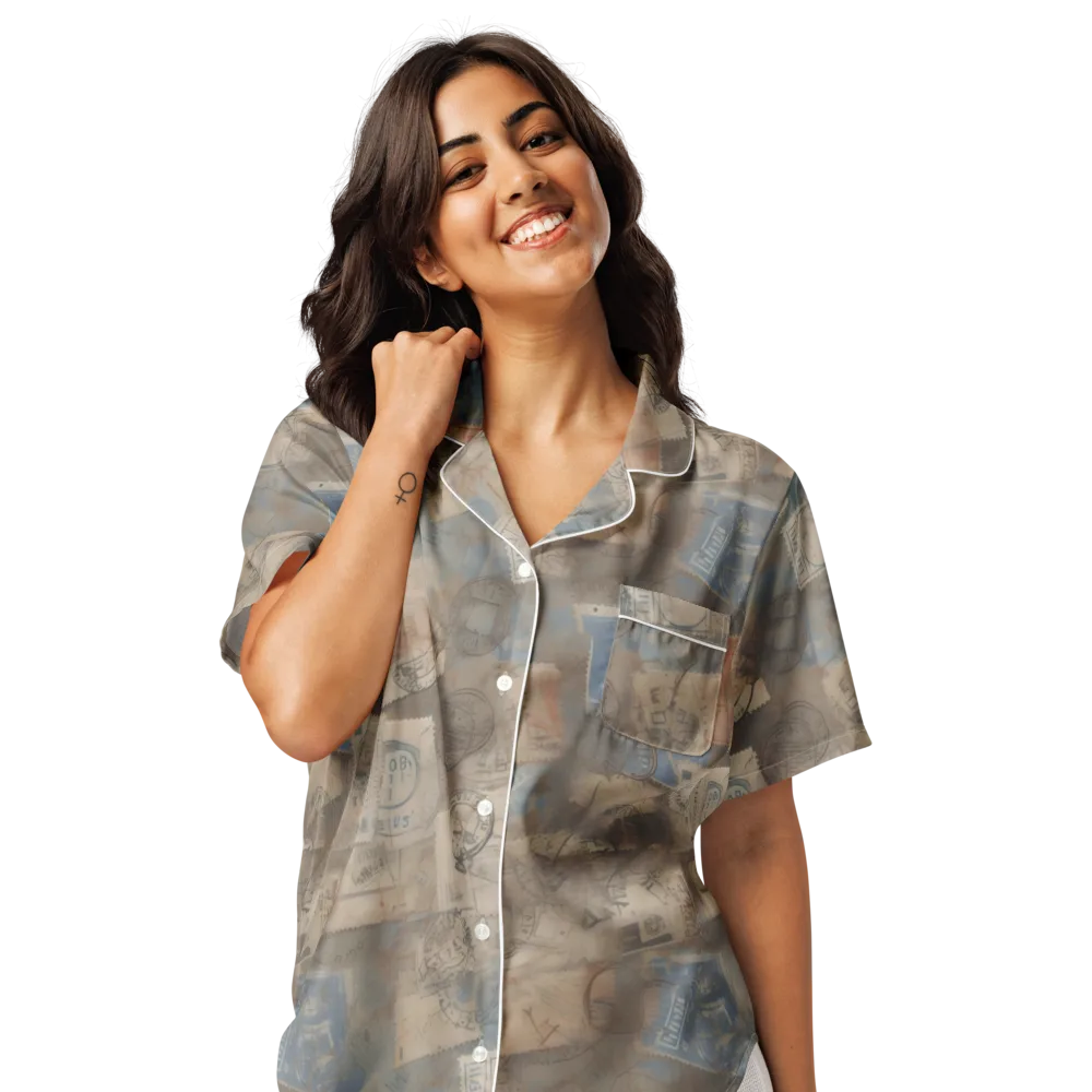 Air Mail Haze on Women's Short Sleeve Pajama Top — Front