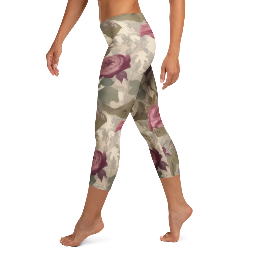 Rosewood Reverie on Capri Leggings — Left