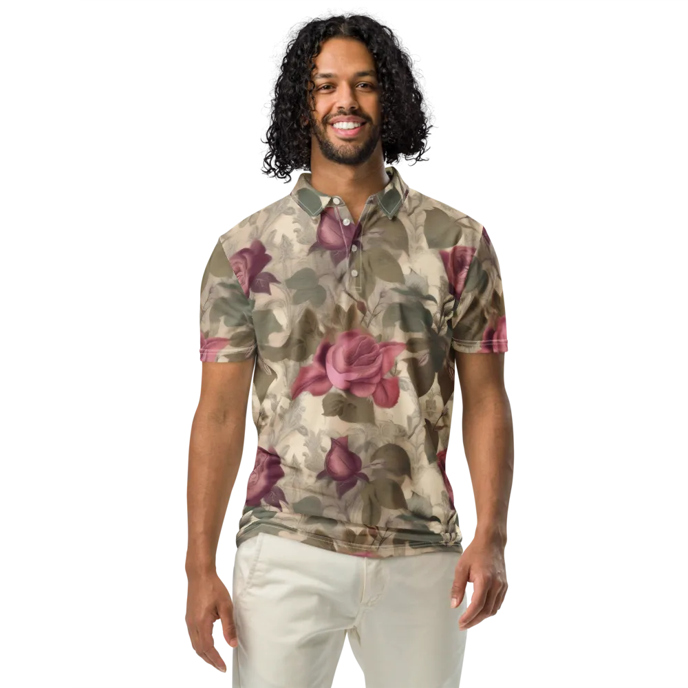 Rosewood Reverie on Men's Slim Fit Polo Shirt — Front