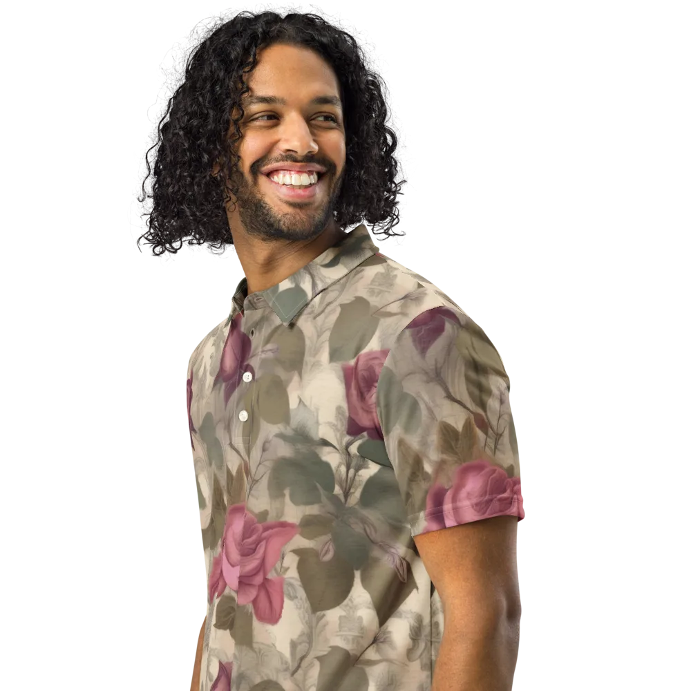 Rosewood Reverie on Men's Slim Fit Polo Shirt — Left Front