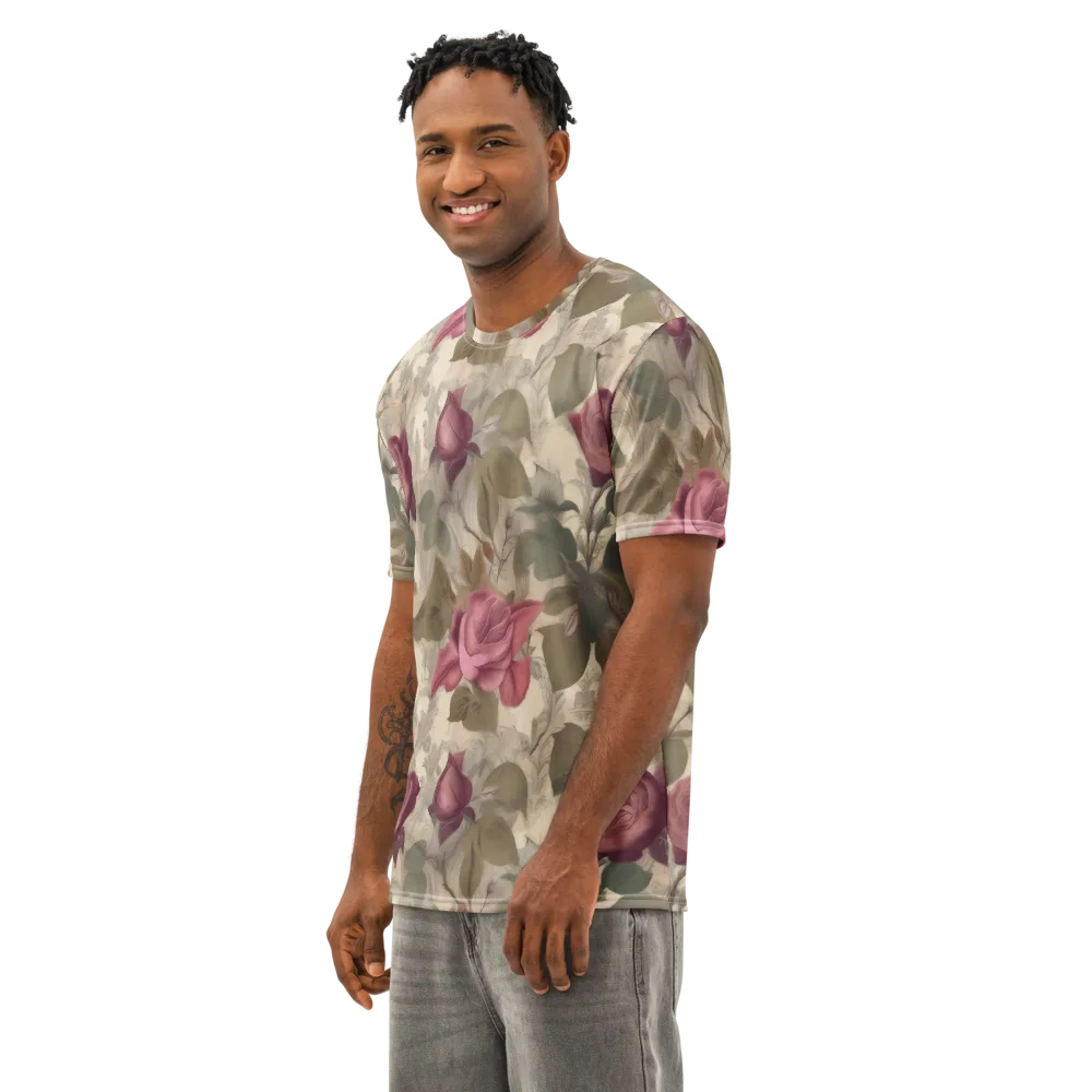 Rosewood Reverie on Men's Cotton Crew Neck T-Shirt — Left Front