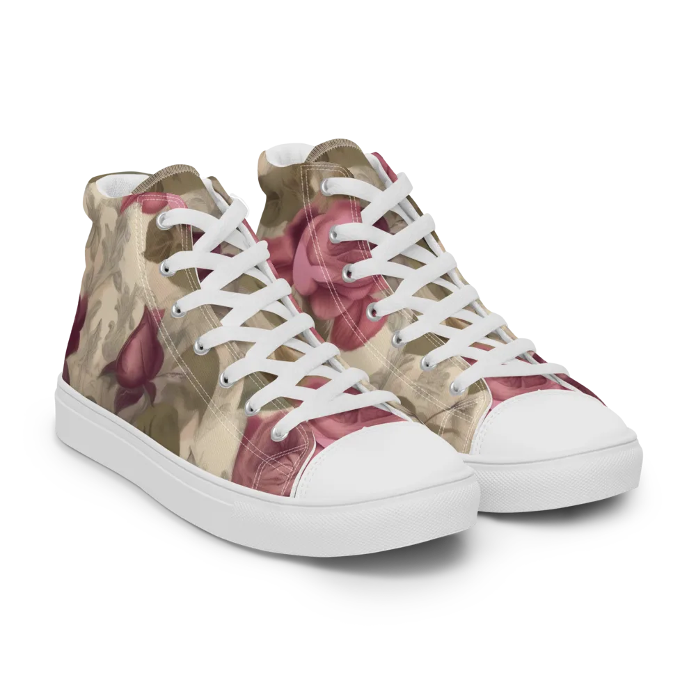 Rosewood Reverie on Men's High Top Canvas Shoes — Right Front