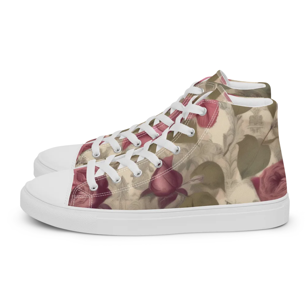 Rosewood Reverie on Men's High Top Canvas Shoes — Left