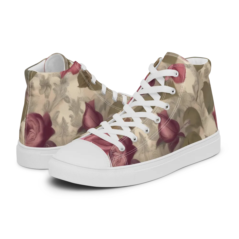 Rosewood Reverie on Men's High Top Canvas Shoes — Left
