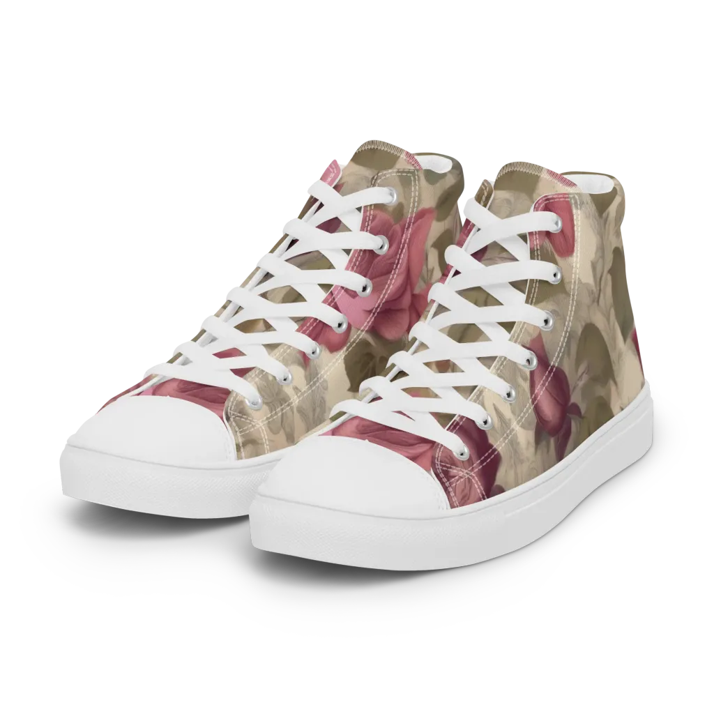 Rosewood Reverie on Women's High Top Canvas Shoes — Left Front