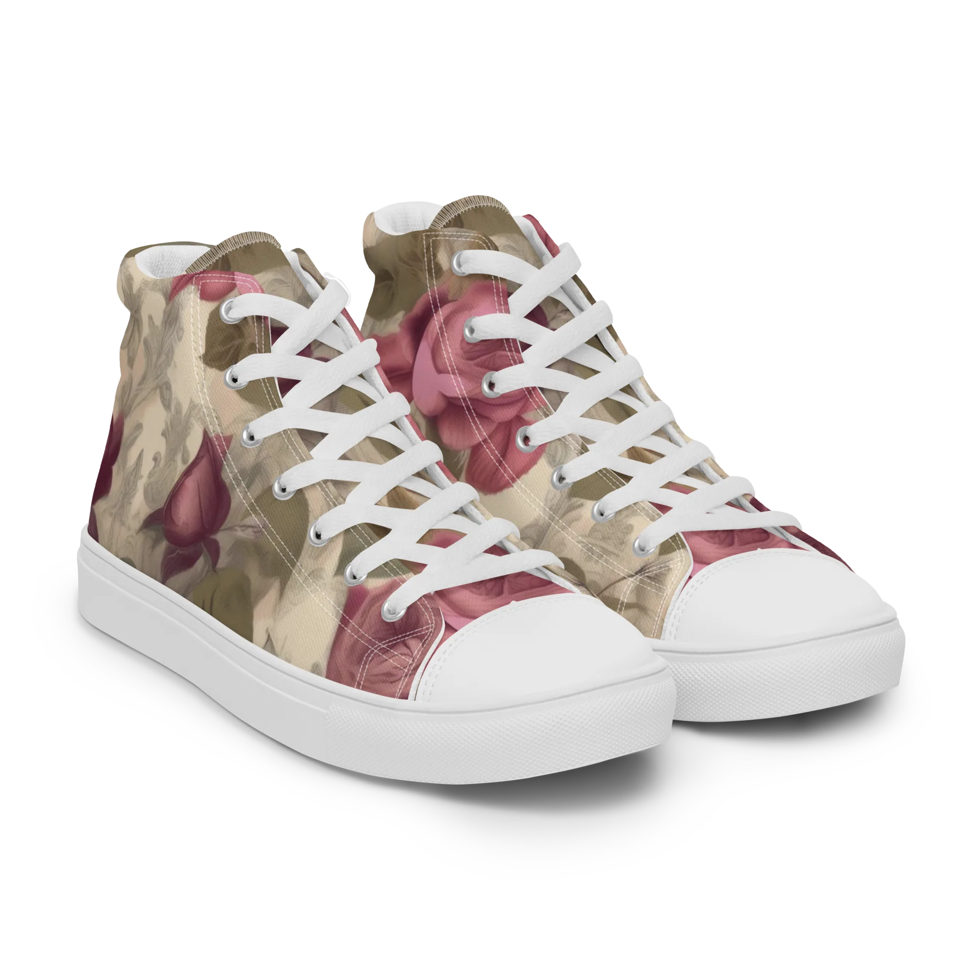 Rosewood Reverie on Women's High Top Canvas Shoes — Right Front