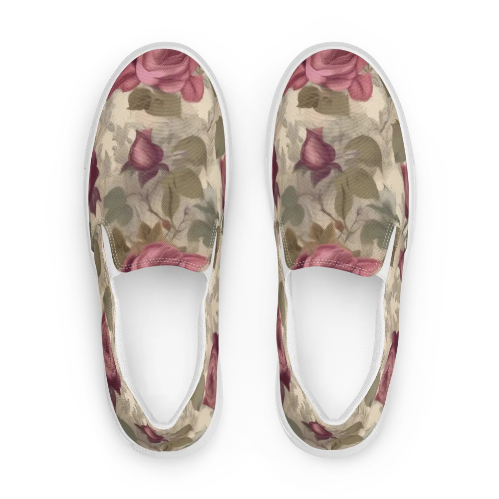 Rosewood Reverie on Men's Slip-On Canvas Shoes — Front