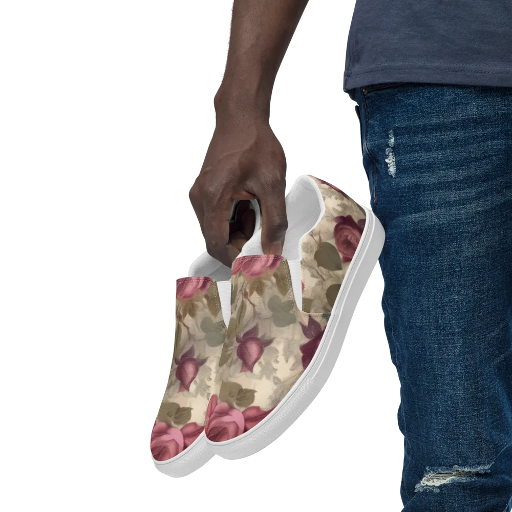 Rosewood Reverie on Men's Slip-On Canvas Shoes — Left Front