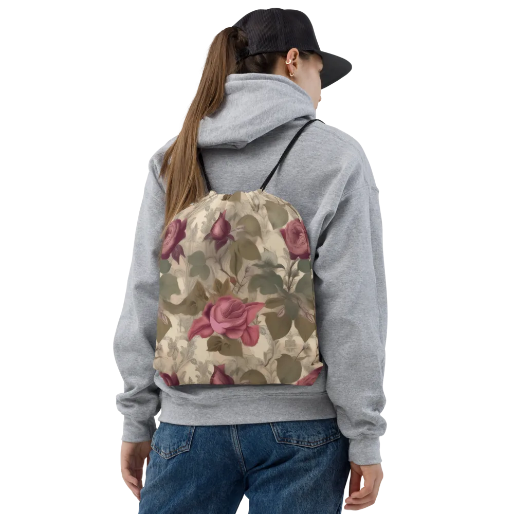Rosewood Reverie on Drawstring Bag — Front