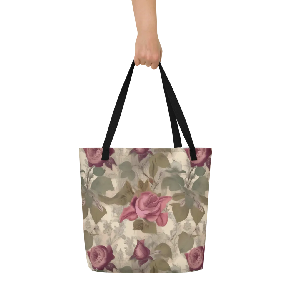 Rosewood Reverie on Large Tote Bag W/ Pocket — Front