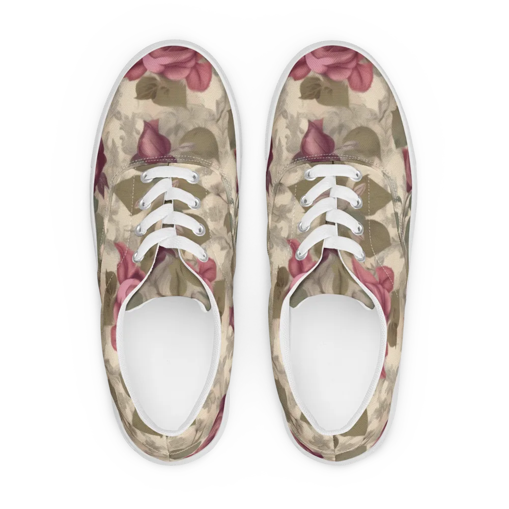 Rosewood Reverie on Men's Lace-Up Canvas Shoes — Front