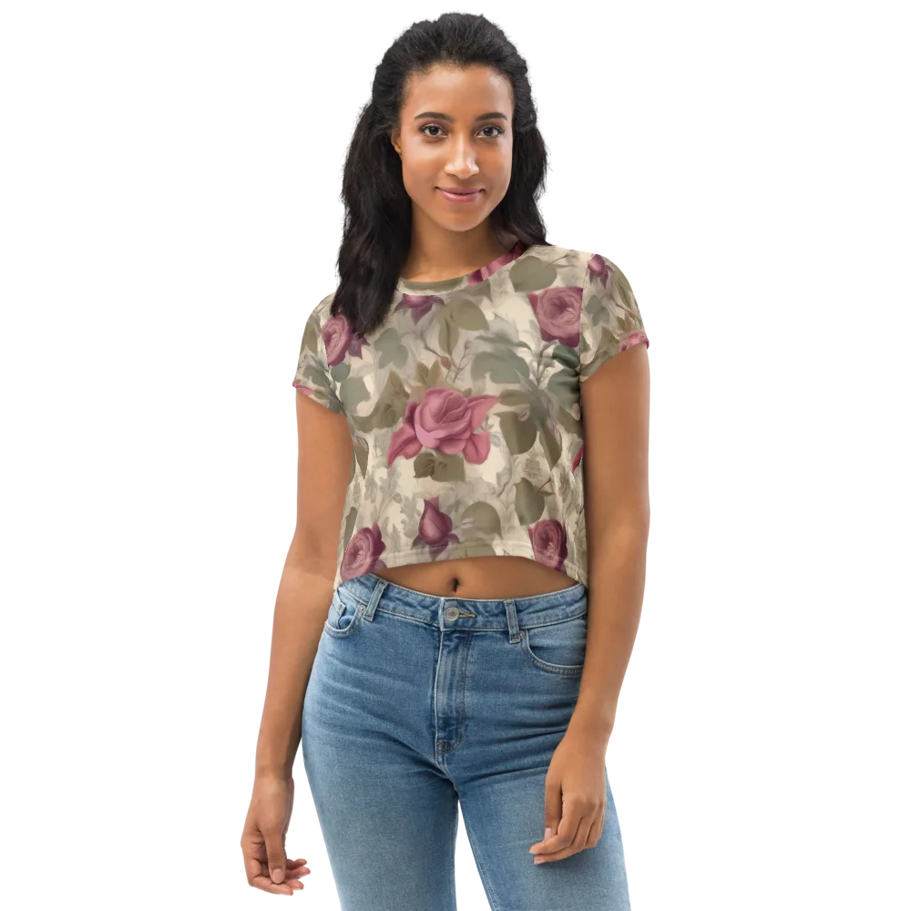 Rosewood Reverie on Crop Tee — Front
