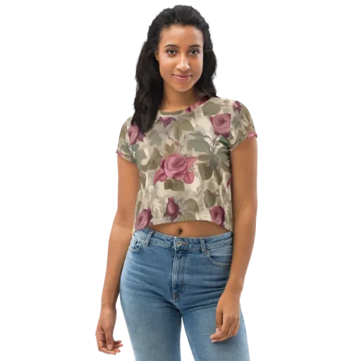 Rosewood Reverie on a Crop Tee