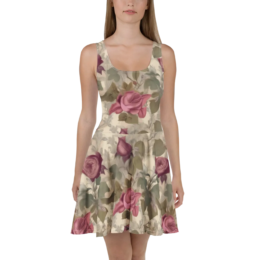 Rosewood Reverie on Skater Dress — Front