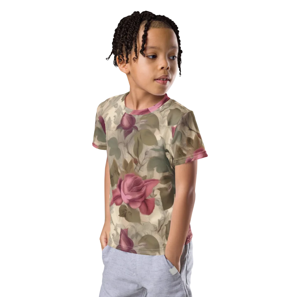 Rosewood Reverie on Kids Crew Neck T-Shirt — Left Front