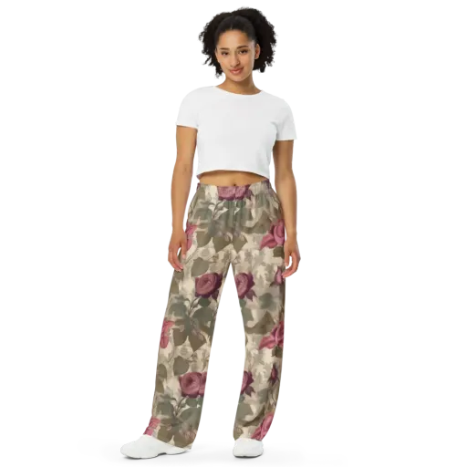 Rosewood Reverie on a Wide-Leg Pants
