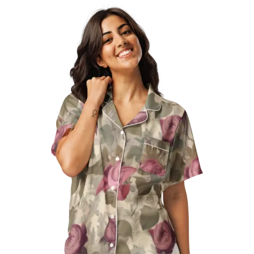 Rosewood Reverie on a Women's Short Sleeve Pajama Top
