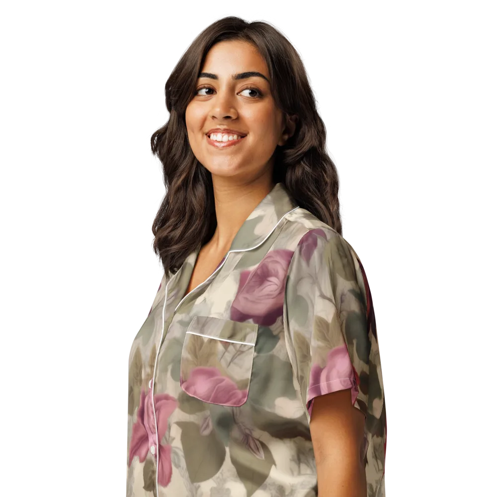 Rosewood Reverie on Women's Short Sleeve Pajama Top — Left Front